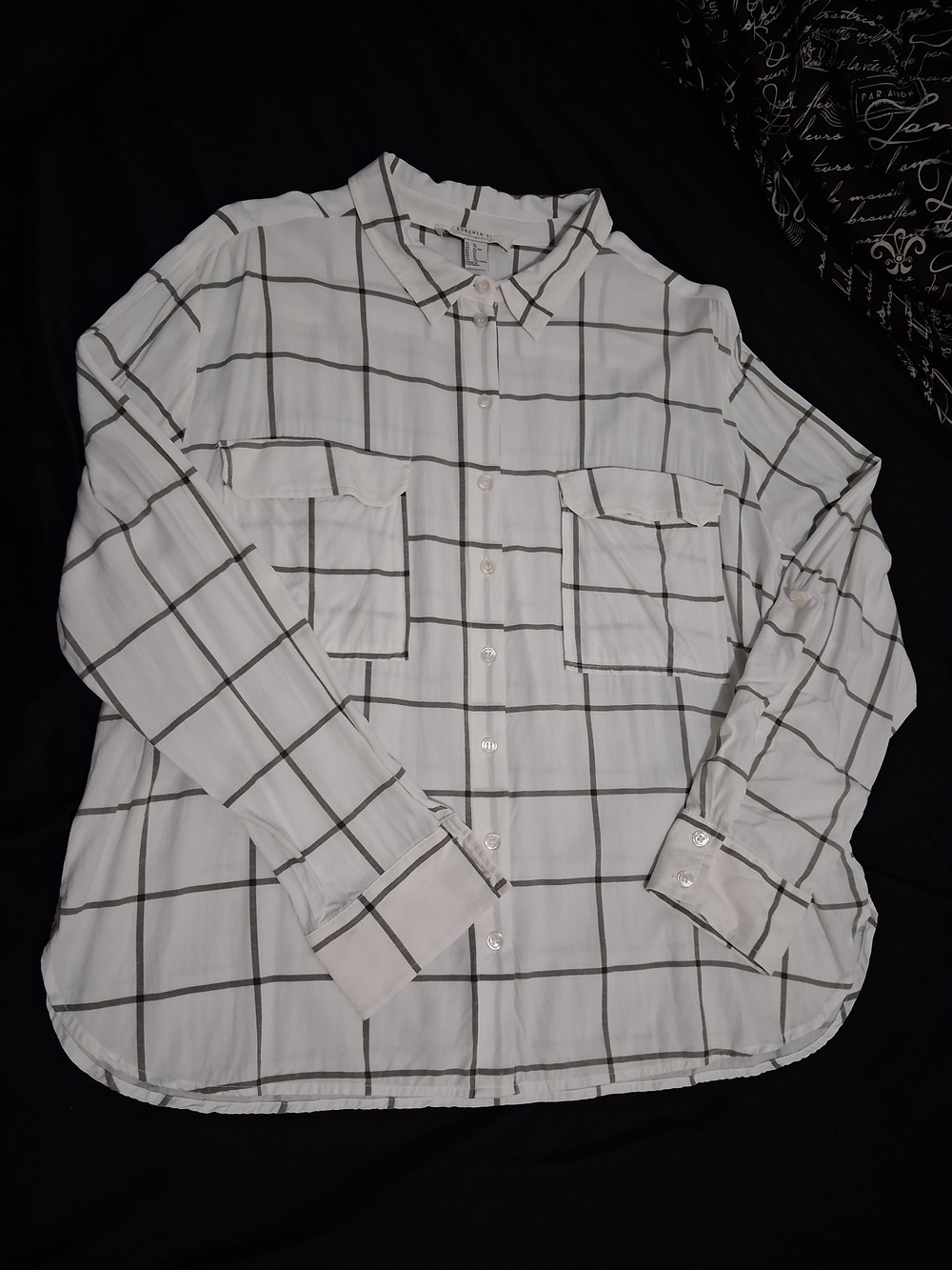 Forever 21 White Windowpane Button-Down Shirt